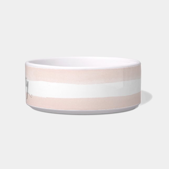 Pink Stripes Custom Name Bowl (Right)