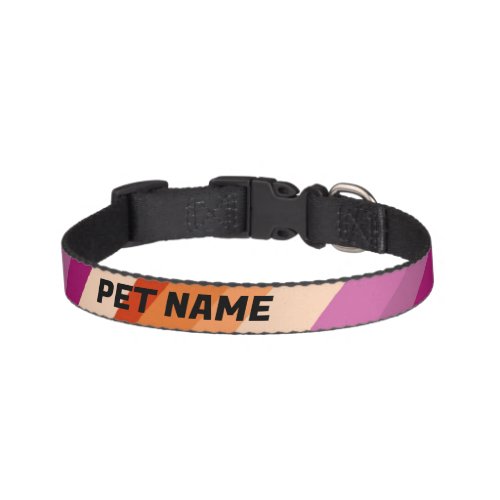 Pink Stripes Customized Cat Dog Name Colorful  Pet Collar