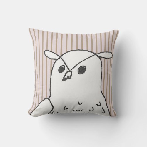 Pink Stripes Cute Bird Owl Throw Pillow