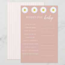 Pink Stripes, Daisy Baby Shower Wishes for Baby