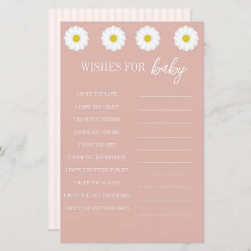 Pink Stripes Daisy Baby Shower Wishes for Baby
