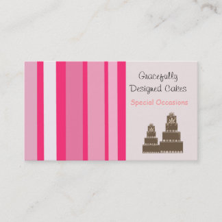 Pink Stripes Designer Cake Business Card