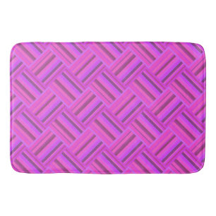 Pink stripes diagonal weave pattern bathroom mat