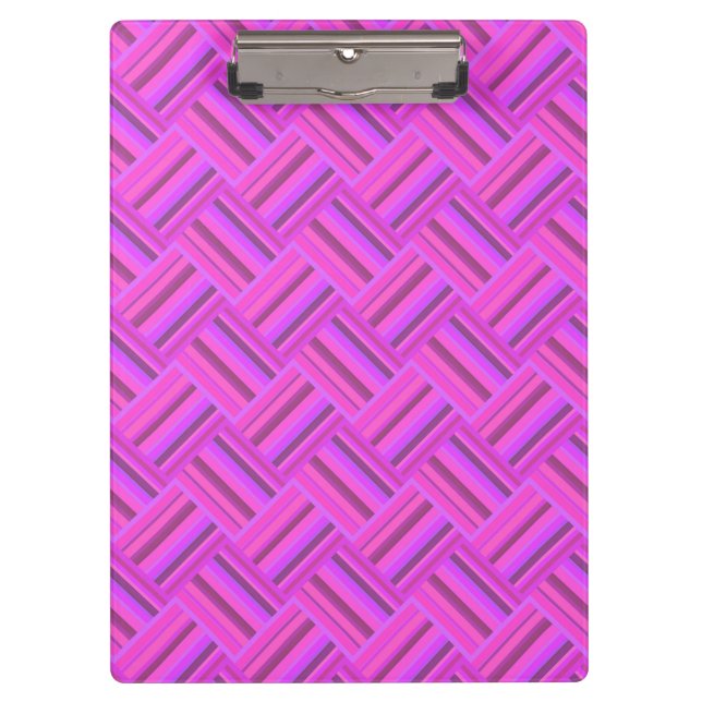 Pink stripes diagonal weave pattern clipboard (Front)
