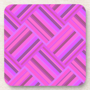 Pink stripes diagonal weave pattern coaster