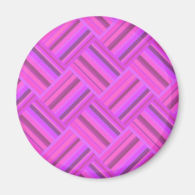 Pink stripes diagonal weave pattern magnet (Front)