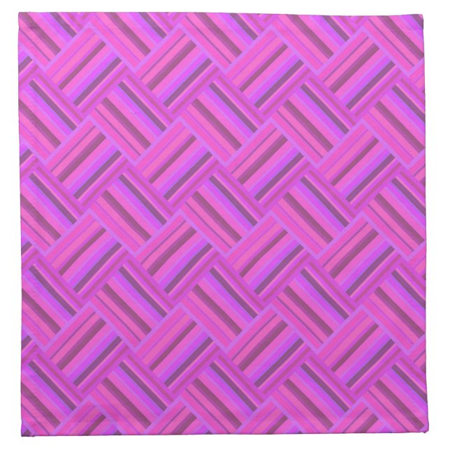 Pink stripes diagonal weave pattern napkin (Front)