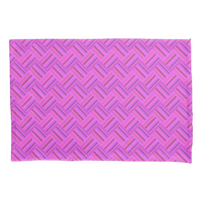 Pink stripes diagonal weave pattern pillow case (Front)