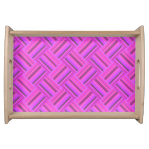 Pink stripes diagonal weave pattern serving tray