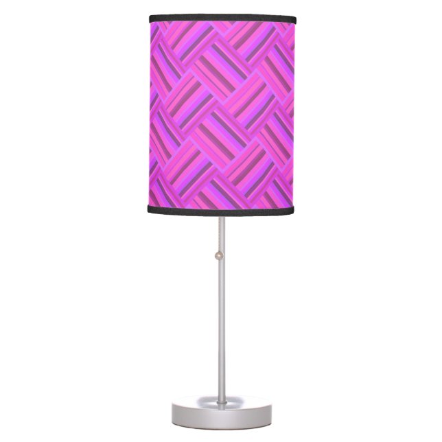 Pink stripes diagonal weave pattern table lamp (Front)