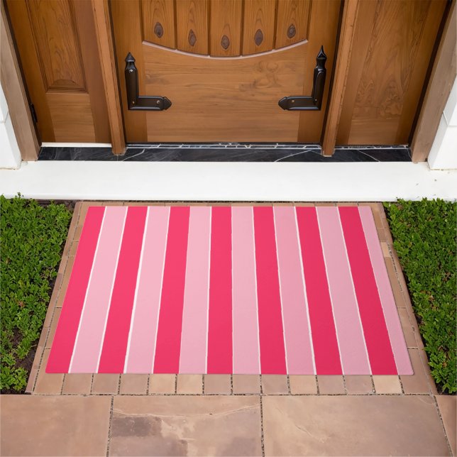 Pink Stripes  Doormat (Outdoor)