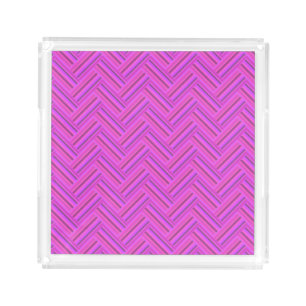 Pink stripes double weave pattern acrylic tray