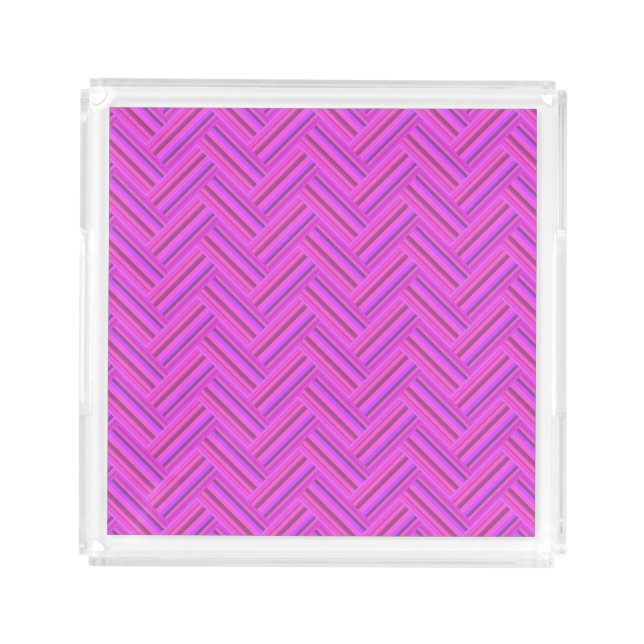 Pink stripes double weave pattern acrylic tray (Front)