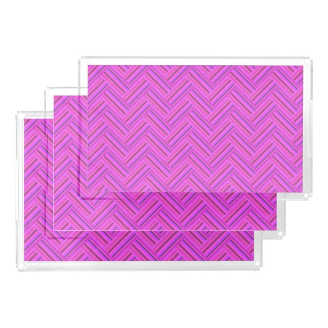 Pink stripes double weave pattern acrylic tray (Set)