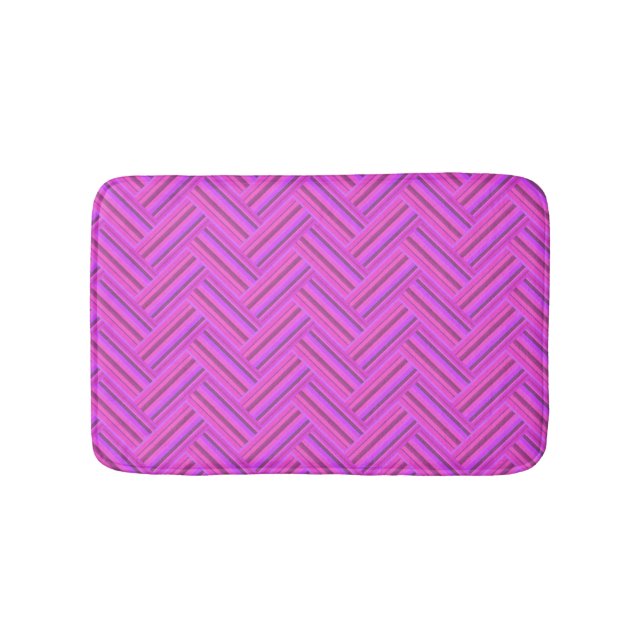 Pink stripes double weave pattern bathroom mat (Front)