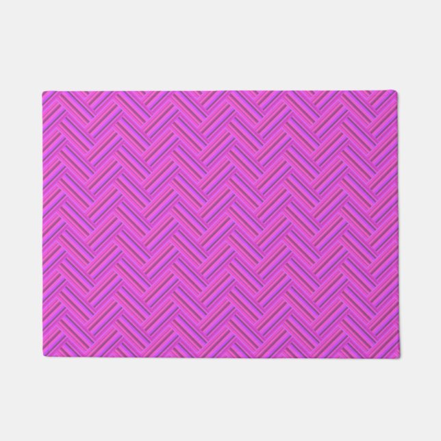 Pink stripes double weave pattern doormat (Front)
