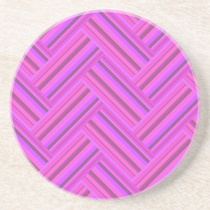Pink stripes double weave pattern drink coaster