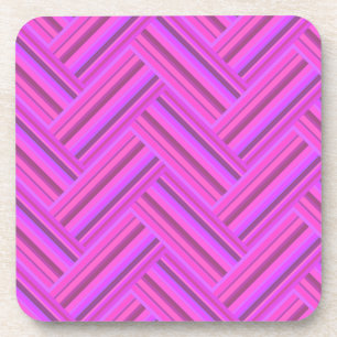 Pink stripes double weave pattern drink coaster