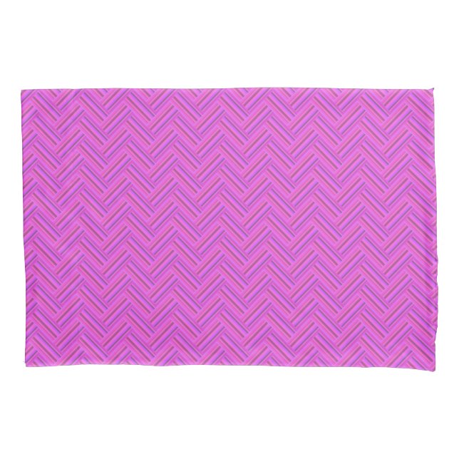 Pink stripes double weave pattern pillowcase (Front)