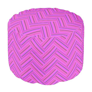 Pink stripes double weave pattern pouf