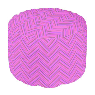 Pink stripes double weave pattern pouf