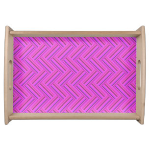 Pink stripes double weave pattern serving tray