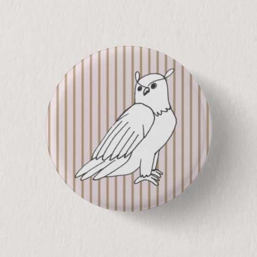 Pink Stripes Eagle Owl Button