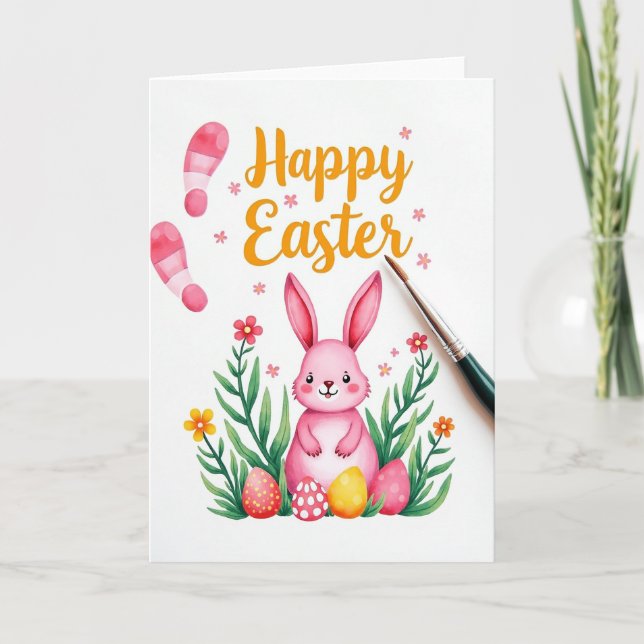 Pink Stripes Easter Card (Front)