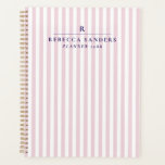 Pink Stripes, Elegant Monogrammed Planner<br><div class="desc">Pink Stripes,  Elegant Monogrammed Planner.</div>