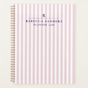 Pink Stripes, Elegant Monogrammed Planner