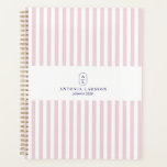 Pink Stripes, Elegant Monogrammed Planner<br><div class="desc">Pink Stripes,  Elegant Monogrammed Planner.</div>