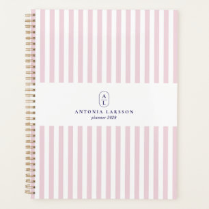 Pink Stripes, Elegant Monogrammed Planner