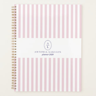 Pink Stripes, Elegant Monogrammed Planner