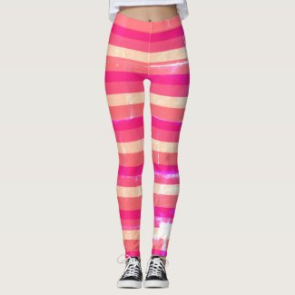 Pink Stripes Elegant Vintage  leggings