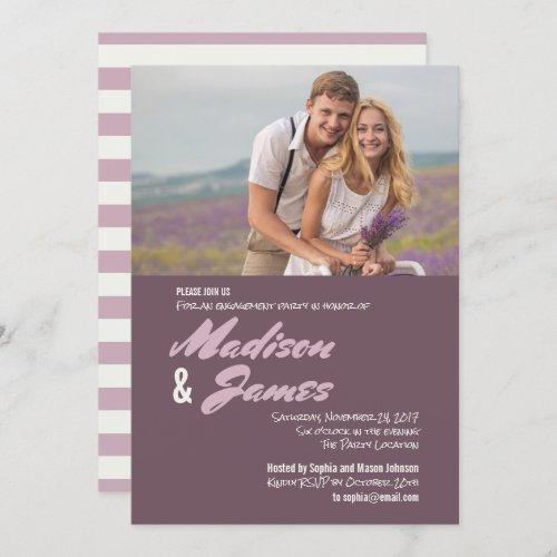 Pink Stripes  Engagement Party Invitations