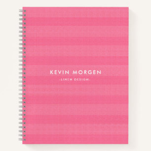 Pink stripes faux linen texture notebook