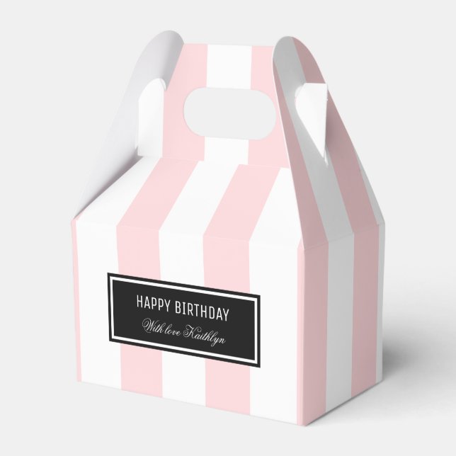 Pink Stripes Favor Boxes (Front Side)