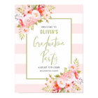 Pink Stripes Floral Graduation Welcome Sign