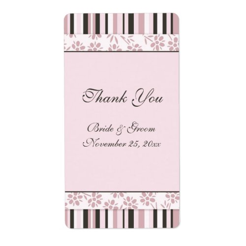 Pink Stripes Floral Wedding Labels