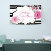 Pink, Stripes, Flowers, Bridal Shower Banner (Tradeshow)