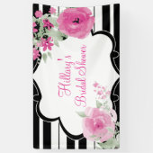 Pink, Stripes, Flowers, Bridal Shower Banner (Vertical)