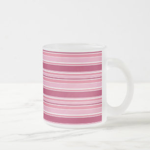 Pink stripes frosted glass coffee mug