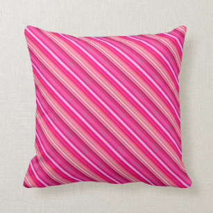 Pink Stripes, Fun, Colorful, Graphic Throw Pillow
