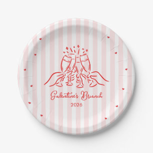 Pink Stripes Galentine's  Paper Plates