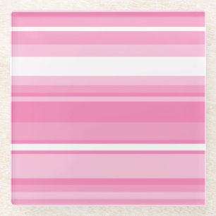 Pink stripes glass coaster