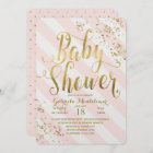 Pink Stripes Gold Glitter Confetti Baby Shower