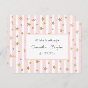 Pink Stripes Gold Stars Baby Shower Advice Cards
