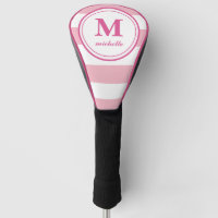 Pink stripes | Golf | personalized NAME monogram Golf Head Cover