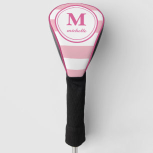 Pink stripes    Golf   personalized NAME monogram Head Cover