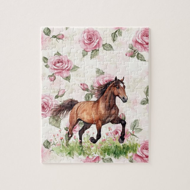 Pink Stripes Horse Bow Jigsaw Puzzle (Vertical)